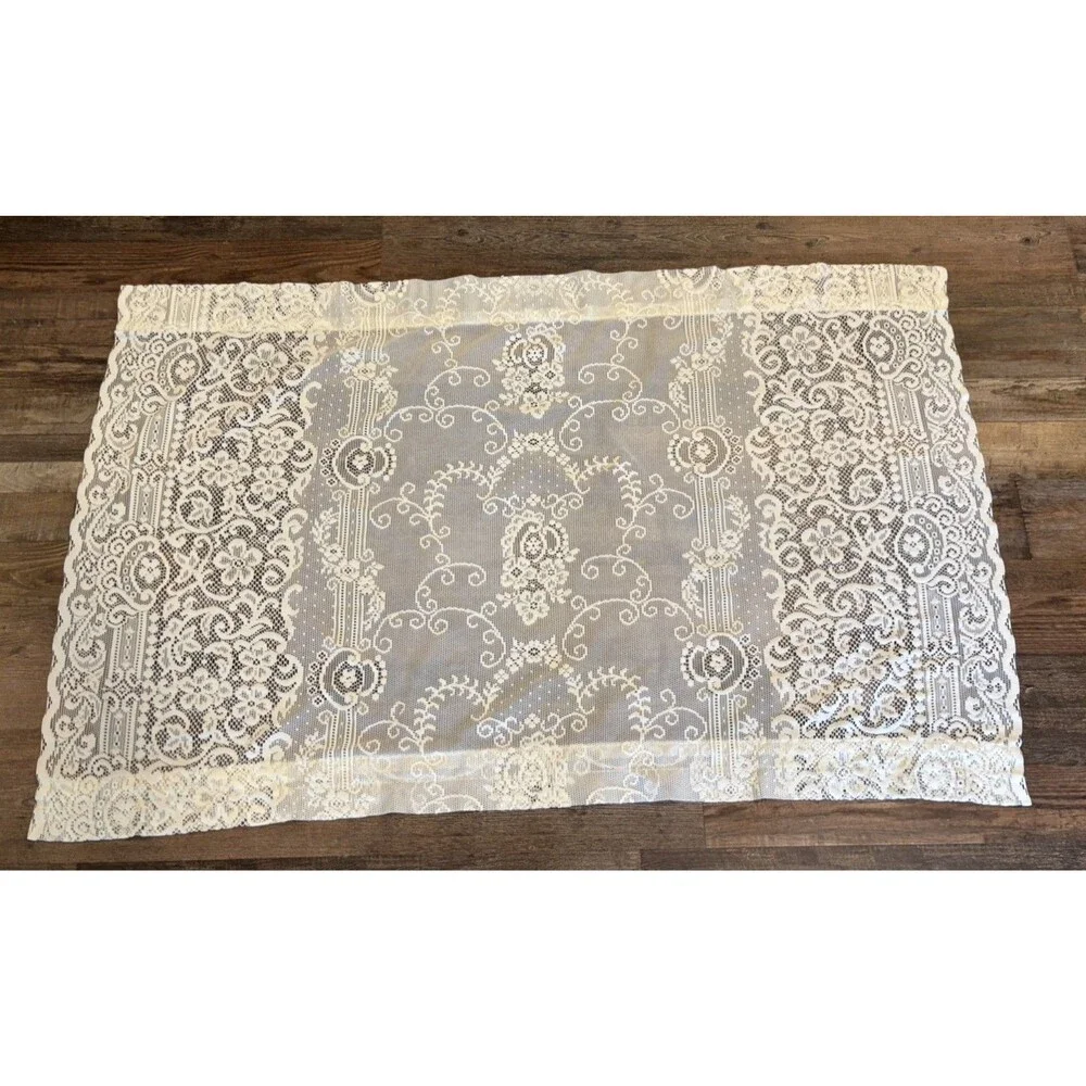 VTG Floral Lace Window Cafe Curtain Valance 55”x35” Very Pretty Granny Cottage